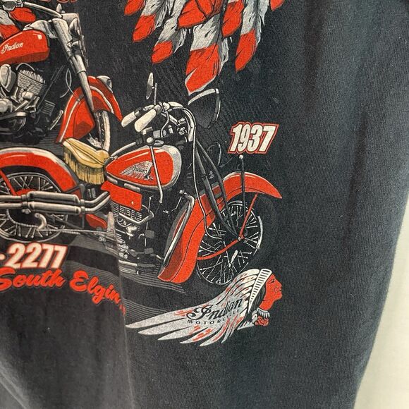 Indian Motorcycle Graphic T-Shirt, Small, Black, Gildan, Logo South Elgin IL - Picture 3 of 7